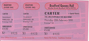 Bradford 28/2/91 gig ticket