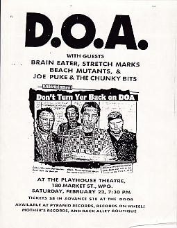 DOA, 22/2/66 Winnipeg Small Gig Poster
