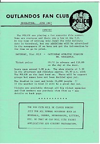 POLICE, Outlandos Fan Club Newsletter June 1982